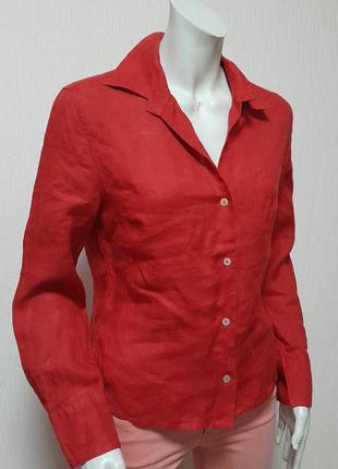 Ультрамодная льняная приталенная рубашка красного цвета vivid, 💯 оригинал4 фото