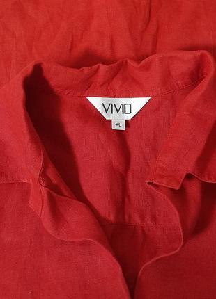 Ультрамодная льняная приталенная рубашка красного цвета vivid, 💯 оригинал5 фото