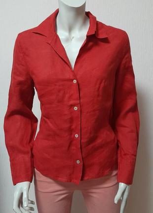 Ультрамодная льняная приталенная рубашка красного цвета vivid, 💯 оригинал2 фото