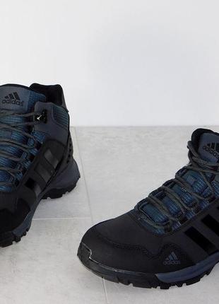 Ботинки мужские кожаные зимние адидас с мехом черные 46р5 фото