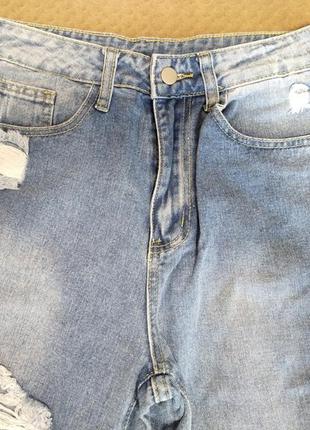 Женские синие потертые джинсы, м5 фото