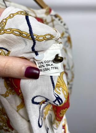 Блуза zara шелк и котон рубашка в стиле hermes versace5 фото