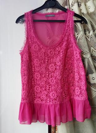 Шифоновая майка с гипюром