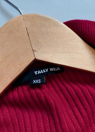 Женский красный базовый джемпер/кроптом в рубчик на молнии от бренда tally weijl2 фото