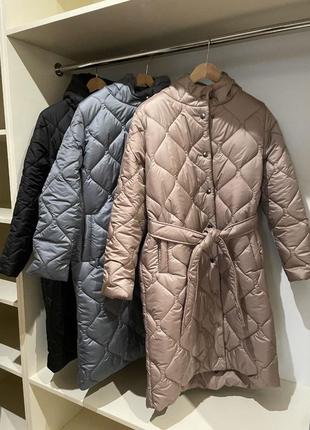 Стеганая куртка-пальто на силиконе2 фото