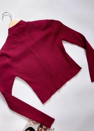 Женский красный базовый джемпер/кроптом в рубчик на молнии от бренда tally weijl4 фото