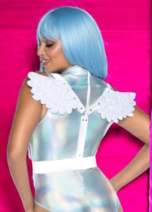 Портупея з крилами leg avenue furry angel wing body harness білого кольору, o/s