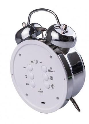 Настільний годинник із будильником і led-підсвіткою, електронний, сталевий2 фото