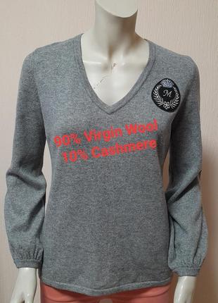 Шикарний вовняний пуловер сірого кольору з додаванням кашеміру, 💯 оригінал