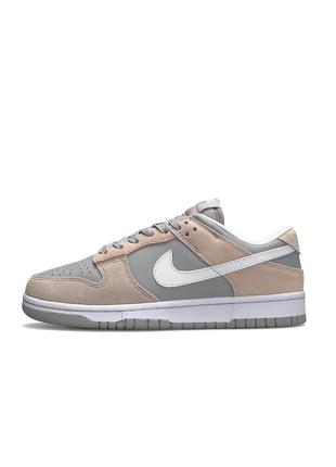 Женские кроссовки найк nike sb dunk low prm grey beige suede