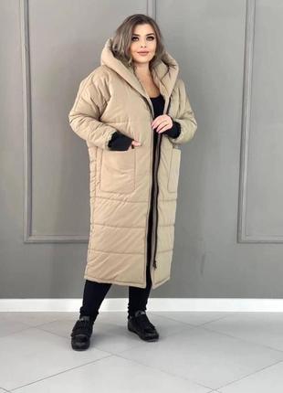 Очень теплое зимнее, батальное пальто, 50-60 размеров. 1799013 фото