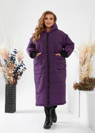 Очень теплое зимнее, батальное пальто, 50-60 размеров. 1799012 фото
