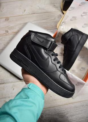 Зимние мужские кроссовки ботинки nike air force mid black