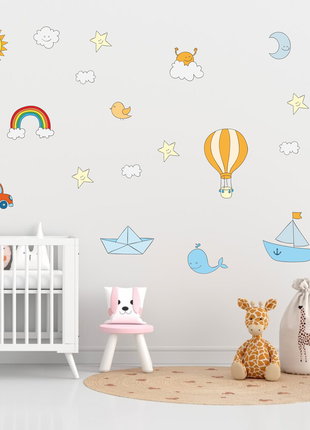 Вінілова інтер'єрна наклейка кольорова декор на стіну, шпалери та інші поверхні "іграшки"1 фото