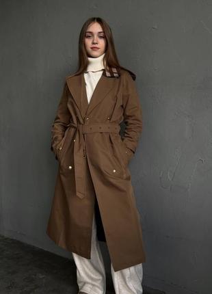 Плащ тренч в стиле burberry мокко шоколад длинный