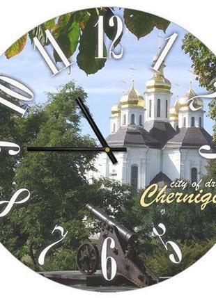 Часы настенные круглые «чернигов» деревянные с принтом 36 см