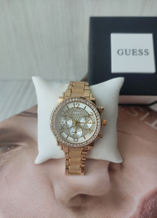 Жіночий наручний годинник guess зі стразами gold