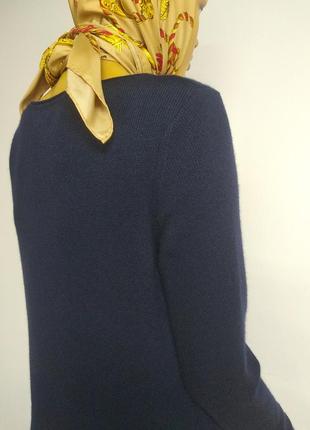 Marc o'polo теплый базовый вязаный удлиненный натуральный джемпер свитер туника пуловер кофта темно синего цвета шерсть кашемир s xs m8 фото