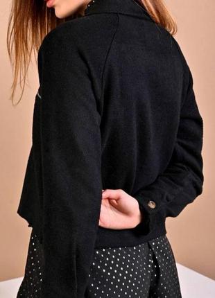Теплый жакет,пиджак,черный,укороченный,флисовый пиджак, queen4 фото