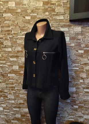 Теплый жакет,пиджак,черный,укороченный,флисовый пиджак, queen9 фото