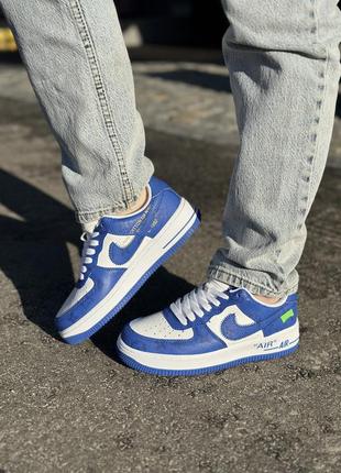 Стильные женские кроссовки nike air force 1 low x lv by virgil abloh blue синие с белым