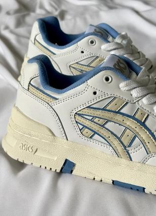 Крутые женские кроссовки asics ex89 white blue молочные с синим4 фото