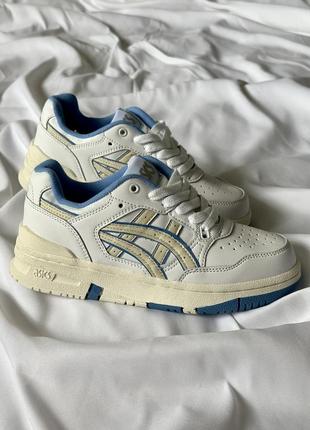 Крутые женские кроссовки asics ex89 white blue молочные с синим7 фото