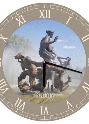 Часы настенные круглые «сумы» деревянные с принтом 36 см