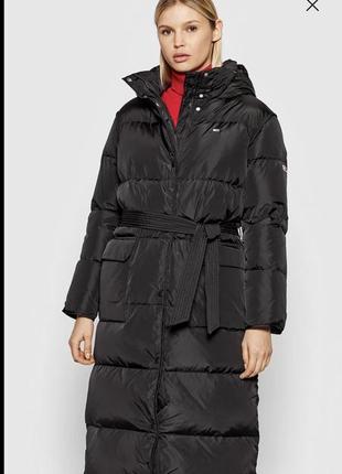 Куртка пуховик с капюшоном на поясе tommy boots hilfiger regular fit