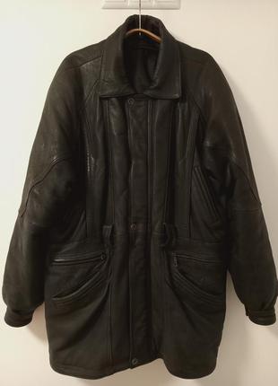 Куртка кожаная удлинённая винтаж,ог 1321 фото