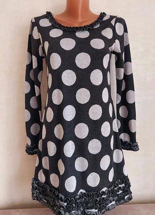 Шикарное трикотажное платье в горошек, р.s-m