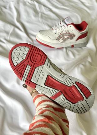 Крутейшие женские кроссовки asics ex89 white red молочные с красным10 фото