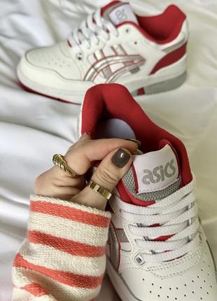 Крутейшие женские кроссовки asics ex89 white red молочные с красным9 фото