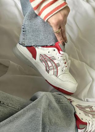 Крутейшие женские кроссовки asics ex89 white red молочные с красным3 фото