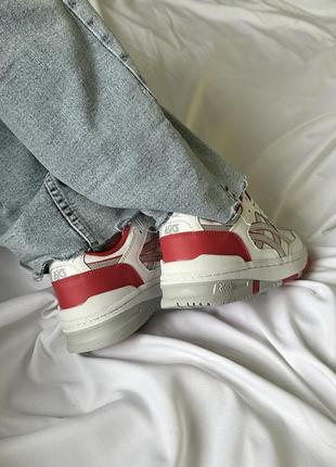 Крутейшие женские кроссовки asics ex89 white red молочные с красным7 фото