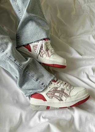 Крутейшие женские кроссовки asics ex89 white red молочные с красным8 фото