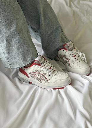 Крутейшие женские кроссовки asics ex89 white red молочные с красным2 фото