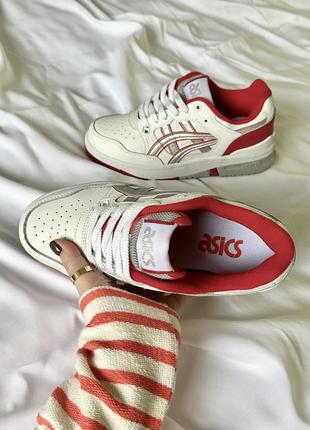 Крутейшие женские кроссовки asics ex89 white red молочные с красным4 фото