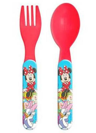 Набор детских столовых приборов: ложка и вилка, minnie mouse для девочек, disney