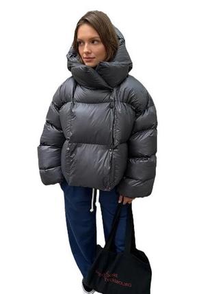 Куртка puffer oversized черная m/l1 фото