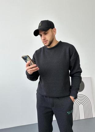 Мужской теплый спортивный костюм трехнитка на флисе темно-серый vizavi зимний костюм с начесом9 фото