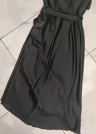 Длинное сатиновое вечернее чёрное платье сарафан rinascimento xs-s 36-389 фото