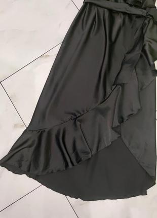 Длинное сатиновое вечернее чёрное платье сарафан rinascimento xs-s 36-384 фото