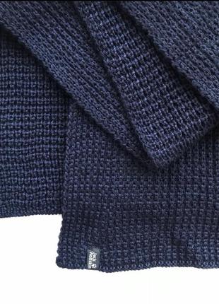 Шерстяной темно-синий шарф jack wolfskin вовняний шалик шарф1 фото