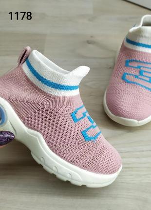 Моднячие детские текстильные кроссовки-носочки для девочки с led подсветкой6 фото