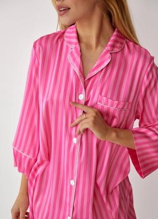 Сатива рубашка смугаста полоска малина рожева сорочка
