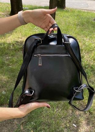 Женский портфель сумка трансформер черный коричневый экокожа супер качество4 фото