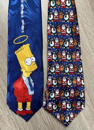 Новогодний рождественский шелковый галстук барт симпсон.