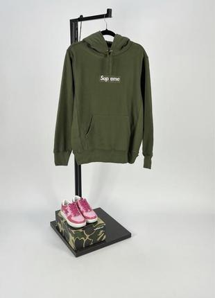 Худи supreme box logo olive