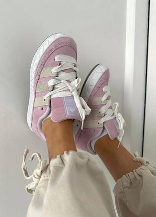 Красивейшие женские кроссовки adidas adimatic pink white premium розовые